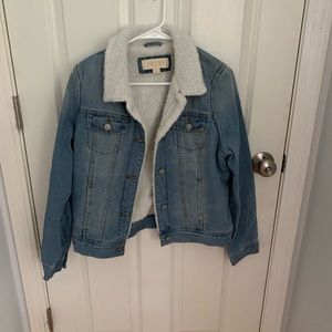Fuzzy Oversized Denim Jacket